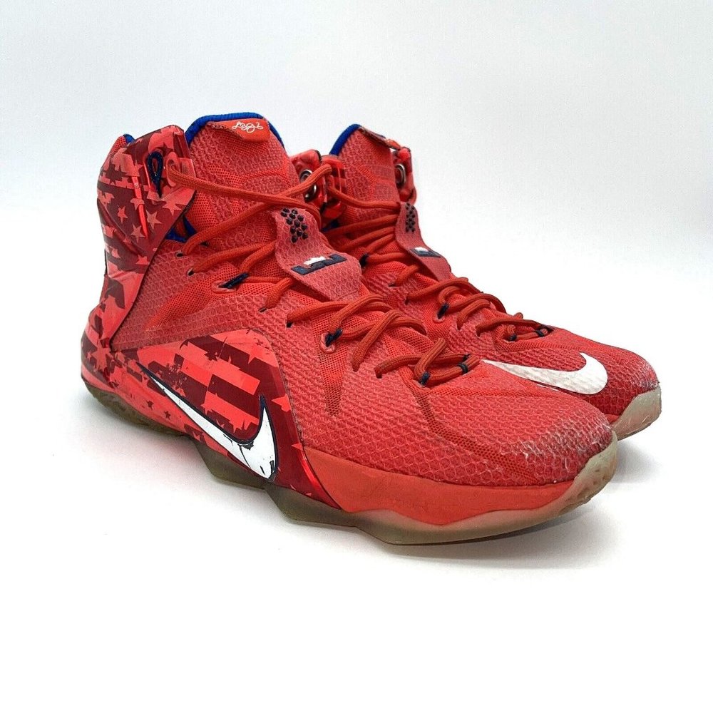 NIKE LEBRON XII (12) Independence Day Mens 10.5 USA 4th of July 684593-616 - Picture 12 of 13